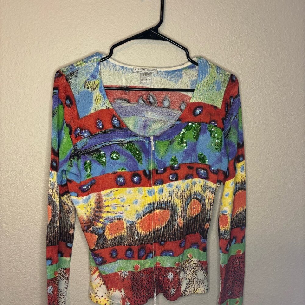 Alberto Makali Sequin Embroidered Multicolor Rayon Jacket